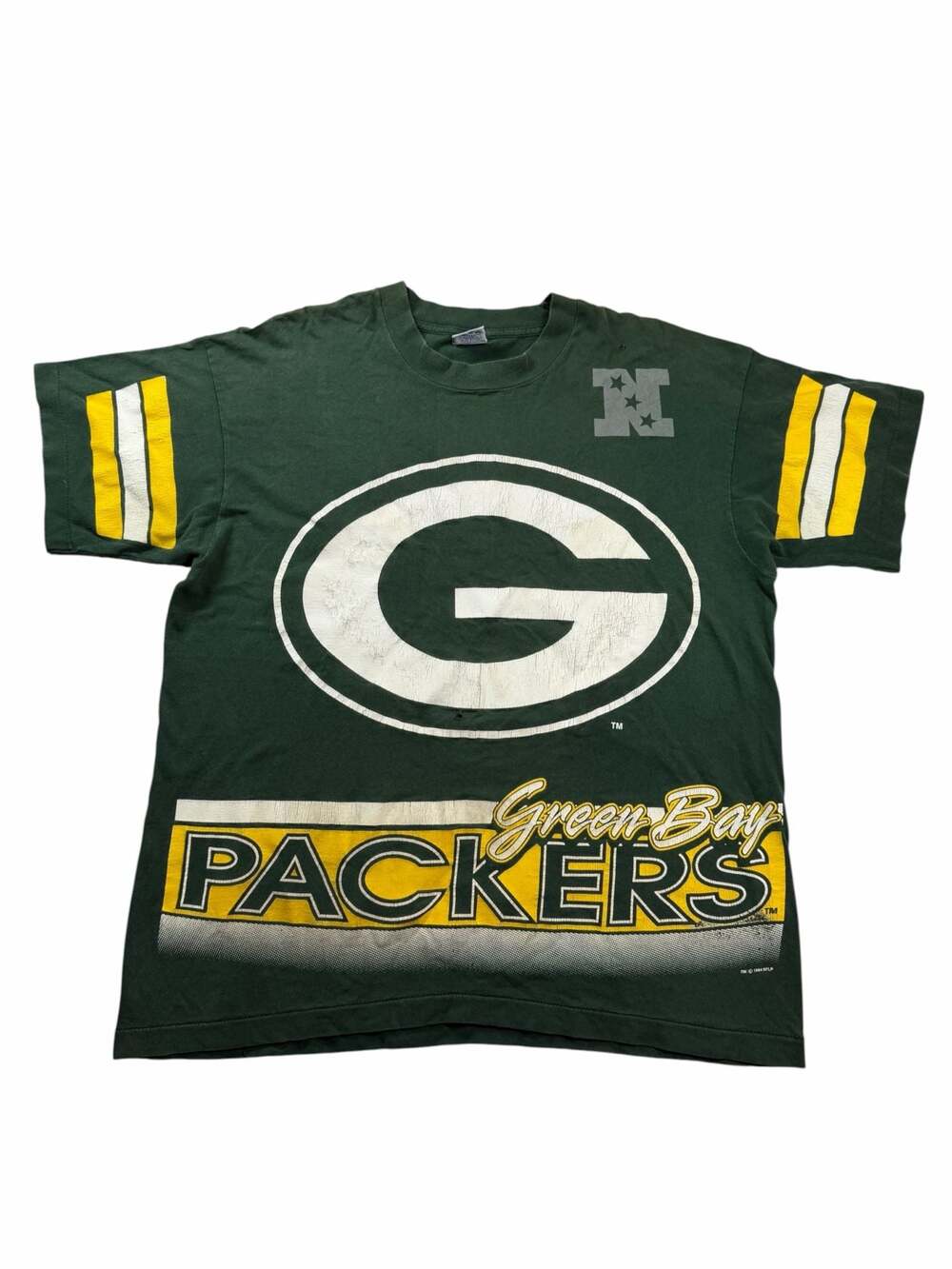 Vintage 1994 Green Bay Packers Salem Sportswear All Over Print T Shirt L USA